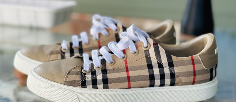 burberry vintage check and leather sneakers