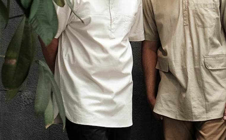 White Shirt with Earth Tones