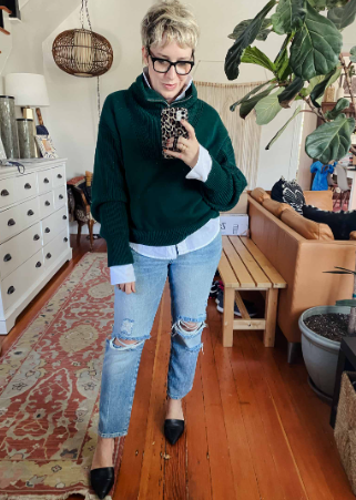 White Shirt with Sweaters Layering