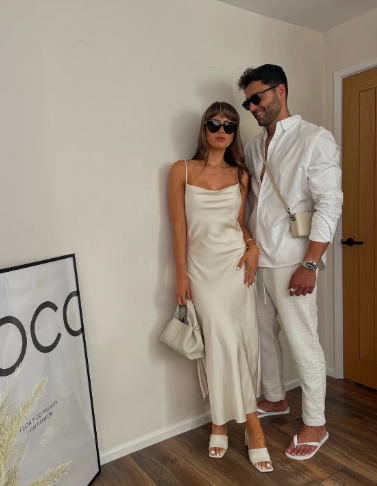 White Satin Dress Outfit Inspiration